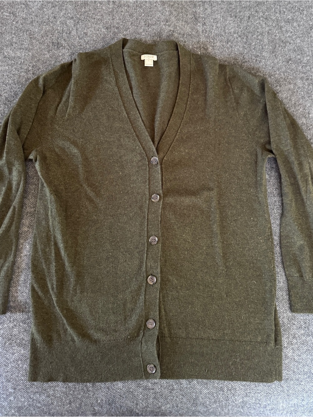 J Crew Factory Olive Green V-neck Button Cardigan